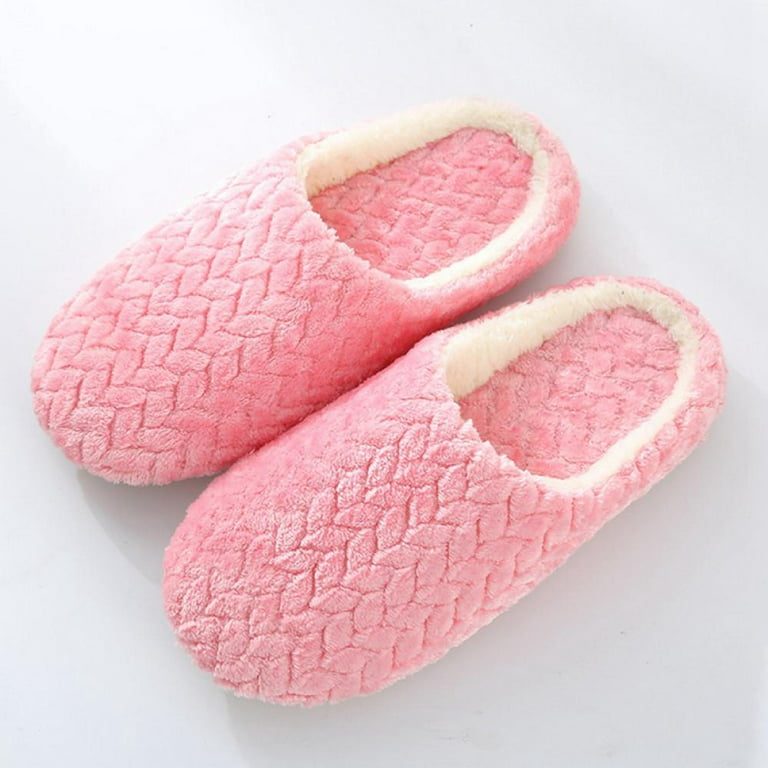 Fuzzy Slippers for Women Home Comfort Knitted Cotton Cozy Memory Foam SPA Indoors Non-skid Machine Washable Bedroom Flat for Christmas Back to School 